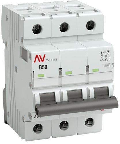 Выключатель автоматический EKF Averes AV-6 3п 50А B 6кА картинка